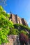 Wonderful wide angle view of ancient Mont Saint-Michel. View from a small park under the abbey. Normandy, France, Europe