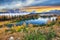 Wonderfull autumn view of  Lake Federa in Dolomites