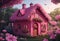 wonderland magical mystery pink house and flowers
