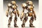 Wondrous futuristic sci-fi humanoid robot in battle suit character design.