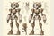 Wondrous futuristic sci-fi humanoid robot in battle suit character design.
