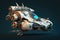 Wondrous futuristic small sci-fi space racer with engine for space racing.