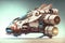 Wondrous futuristic small sci-fi space racer with engine for space racing.