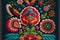 Wondrous Mexican embroidery with colorful flower pattern textile.