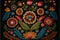 Wondrous Mexican embroidery with colorful flower pattern textile.