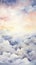 Wondrous Watercolor Christmas Cloudscape with Silver Linings Turning into Tinsel over Snow Peaks AI Generated