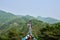 Wonju, South Korea - May 1, 2018 : Centered view of tourists passing the newly opened Ganhyeon Rocking Bridge