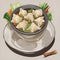 Wonton dumplings filled with meat or shrimp, served in a clear broth with vegetables