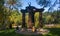 Wood alcove in Cherkasy city park, Ukraine