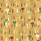 Wood Animals tapestry seamless pattern in vintage colors