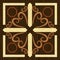 Wood art inlay decorative ornament, geometric patterns from dark and light exotic wood in antiquarian style