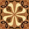 Wood art inlay tile, geometric ornament from dark and light wood in antiquarian style