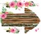Wood Banners with rose flower. Rose flower watercolor. Wedding decorative element. Wood panel set.