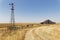 Wood barns, stables and windmill in North dakota countryside