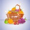 Wood basket of vitamin c fruit. healthy concept -
