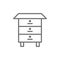 Wood bee hive, honey beehive line icon.