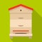 Wood beehive icon, flat style