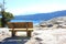 Wood bench setting in Lake Tahoe National Park