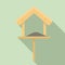 Wood bird feeders icon, flat style