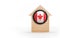 Wood block house with large Canada round flag button.
