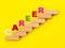Wood block stacking as step stair with colorful of `CAREER