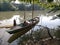 Wood boat parking on the river