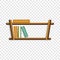 Wood book shelf icon, cartoon style