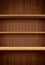 Wood bookshelves on brown wood wall background flat design