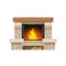 Wood burning fireplace or hearth isolated icon