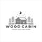 wood cabin or cottage line art minimalist simple vector logo illustration design