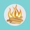 Wood camp fire flat design icon