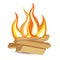 Wood camp fire flat design icon on white