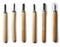 Wood carving tools isolated on a white background. Set of various cuts