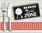 Wood Checked Cloth Knife Fork Sign BBQ Zone