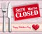 Wood Checked Cloth Knife Fork Sign Closed