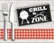 Wood Checked Cloth Knife Fork Sign Grill Zone