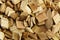 Wood chips for smocking texture background. Natural wood smoking chunks, top view