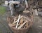 wood chopping for firewood for heating