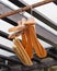 Wood Coat Hangers on Rustic Clothes Rack