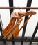 Wood Coat Hangers on Rustic Clothes Rack