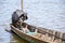 Wood country boat on canal at Chachoengsao Thailand