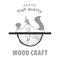 Wood craft logo in gray. Woodworks professional service.  Cross section of the tree and jointer.