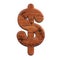 Wood dollar currency sign - Business 3d wooden plank symbol - Suitable for nature, ecology or decoration related subjects