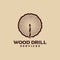 Wood drill logo symbol of industrial carpentry