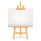 Wood easel with white canvas isolated vector illustration