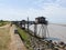 Wood fisher man hut on wooden stilts france near Bordeaux MÃ©doc