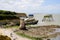 Wood fisherman hut carrelet on wooden stilts france Saint-Palais-sur-Mer