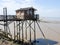 Wood fisherman hut on stilts france near Bordeaux MÃ©doc