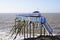 Wood fisherman hut on stilts wooden in gironde river Saint Palais sur Mer france