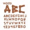 Wood font. Old boards alphabet. Wooden planks with nails alphabet. letter tree strip